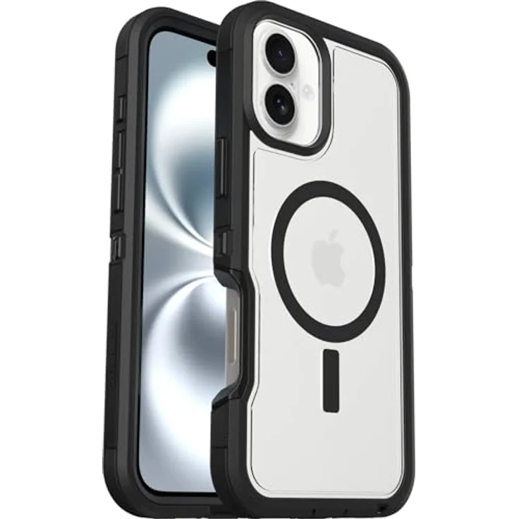 OtterBox Defender Series XT MagSafe Hülle für iPhone 16 Plus, stoßfest, Ultra-robust, Transparent/Schwarz, Kompatibel mit MagSafe – Bild 1