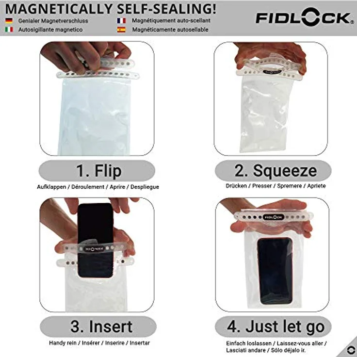 Fidlock DryBagMedi wasserfeste Handyhülle mit genialem Magnetverschluss wasserdichte Handytasche Handy Wasserschutzhülle wasserfeste Handytasche wasserdichte Handyhülle wasserdichte Hülle – Bild 2