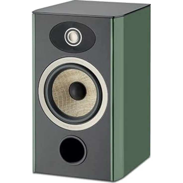 Focal Aria Evo X No. 1 Bücherregal-Lautsprecher, 1 Paar, Hochglanz Moosgrün, Flachsfaserkegel, TMD Surround, Aluminium/Magnesium 'M'-förmiger umgekehrter Kuppel-TAM-Hochtöner, in Lederoptik