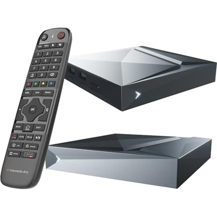 HTS e-com Intermedia Arts V12 Android 11 Box, 4K UHD Streaming-Client, Quad Core ARM Cortex 2.0 GHz, 2GB RAM, 16GB eMMC, BT 5.1, Gigabit LAN, 5G WLAN, inkl. Bluetooth Fernbedienung und HDMI-Kabel – Bild 1