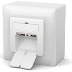 Netzwerkdose CAT.6A mit 2x RJ45 Port Aufputz - Unterputz