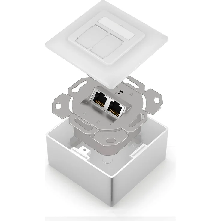 Netzwerkdose CAT.6A mit 2x RJ45 Port Aufputz - Unterputz – Bild 3