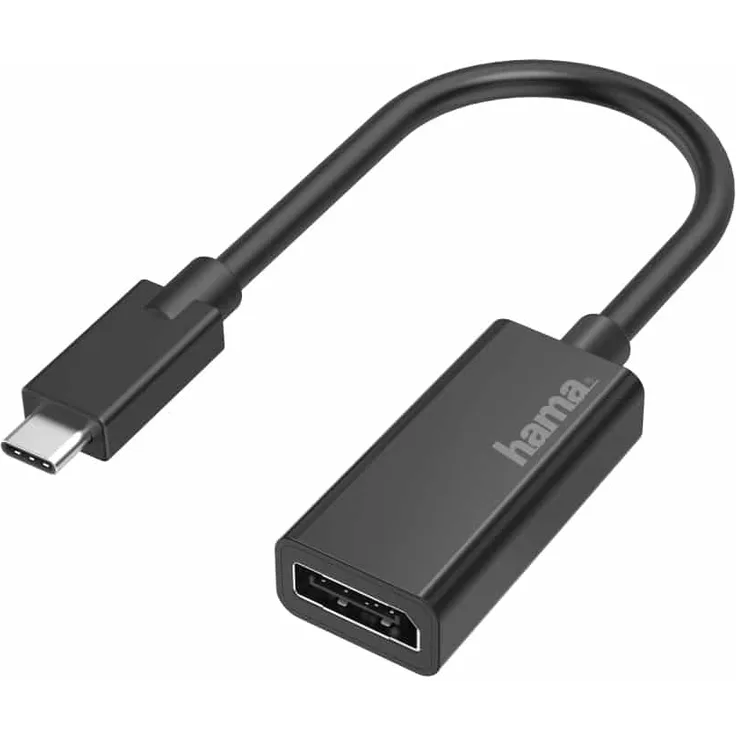 Hama - USB-DisplayPort-Adapter - USB-C (S) bis DisplayPort (W) - Thunderbolt 3 - 4K Unterstützung - Schwarz