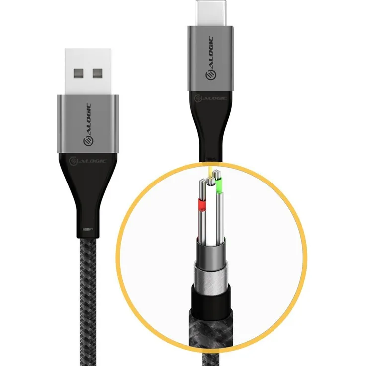 Alogic USB Kabel USB 2.0 to USB-A 3A-480Mbps 1.5m grau (ULCA2030-SGR)