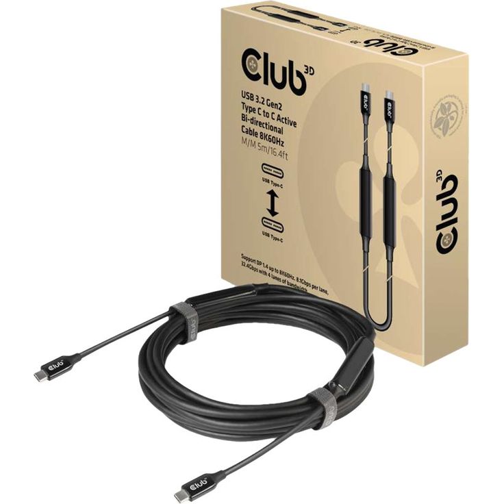 Club3D USB 3.2 Typ C Anschlusskabel<> Typ C aktiv 5m St-St