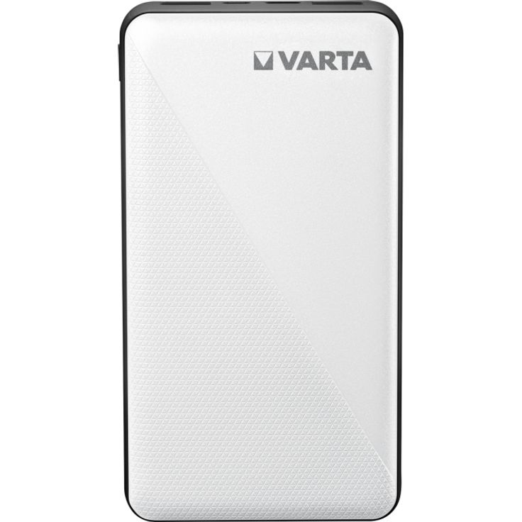 VARTA Power Bank Energy, 15000 mAh, mit 4 Anschlüssen (1x Micro USB, 2x USB A, 1x USB C), kompatibel mit Tablets & Smartphones, inkl. Micro USB Ladekabel, weiß – Bild 2