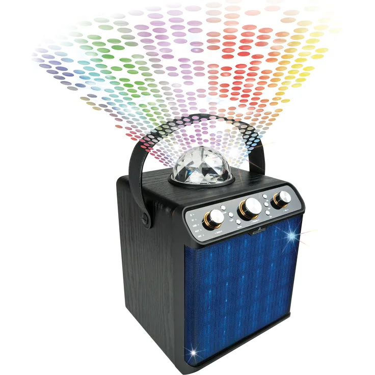 Schwaiger Bluetooth Lautsprecher, Party Speaker mit Disco-Licht Karaoke, FM, AUX, USB, SD schwarz