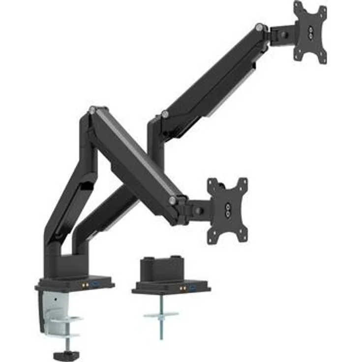 InLine Tischhalterung mit Lifter und USB-Audio, beweglich, für zwei Monitore bis 81cm (32''), max. 9kg (23171B)