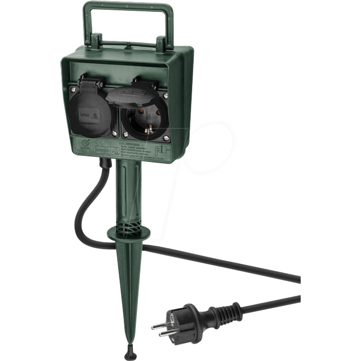 Goobay 55943 Verlängerungskabel 2 m 2 AC-Ausgänge Outdoor Schwarz - Grün (55943)