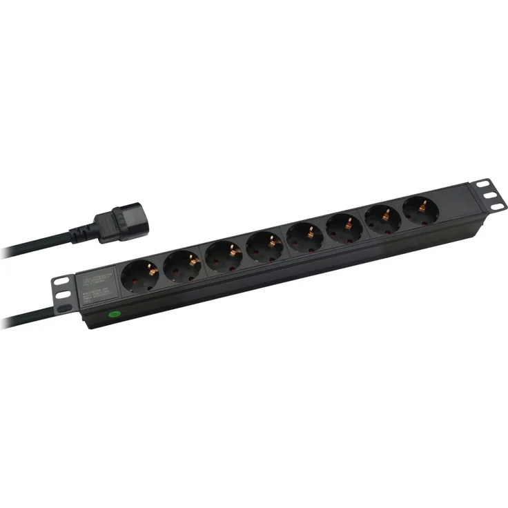 Helos 19'' Steckdosenleiste PROFESSIONAL, 8-fach, schwarz, 2,0m, f r USV (C14)