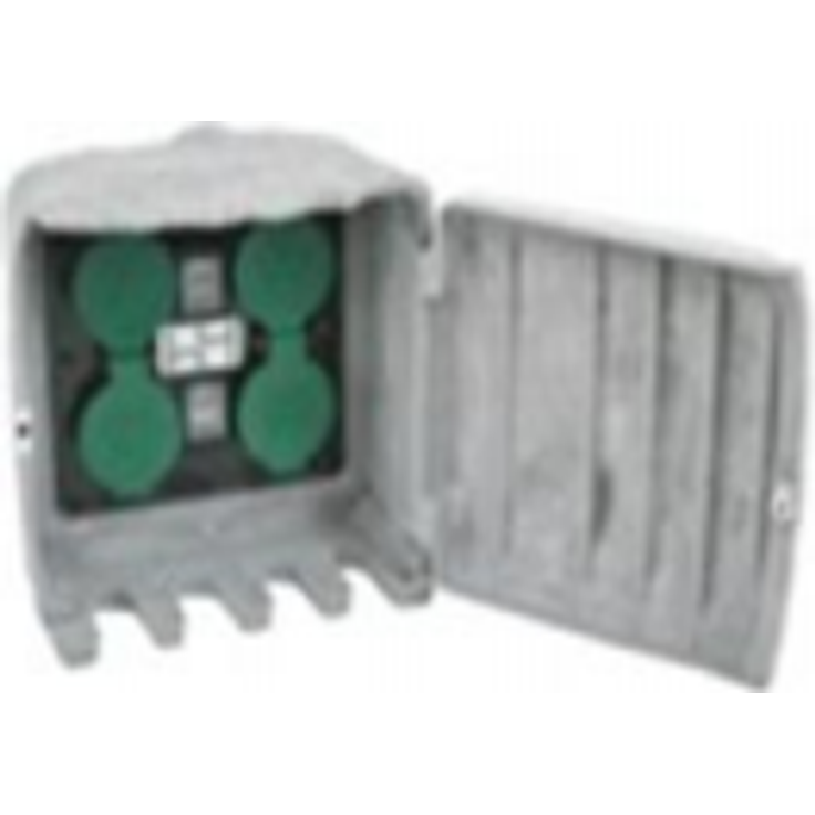 4 fach Gartensteckdose Energiestation IP44 Kunststoff Steinoptik + Dämmerungssensor und Erdspieß