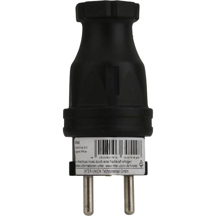 P Schutzkontakt-Stecker Vollgummi'' ''IP44 schwarz'''' – Bild 2