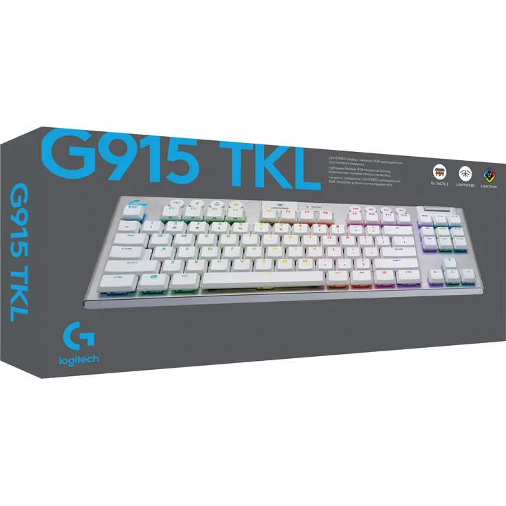 Logitech Gaming G915 TKL - Tastatur - backlit - USB, Bluetooth, LIGHTSPEED - QWERTY - USA International - GL Tactile - weiß (920-009664) – Bild 10