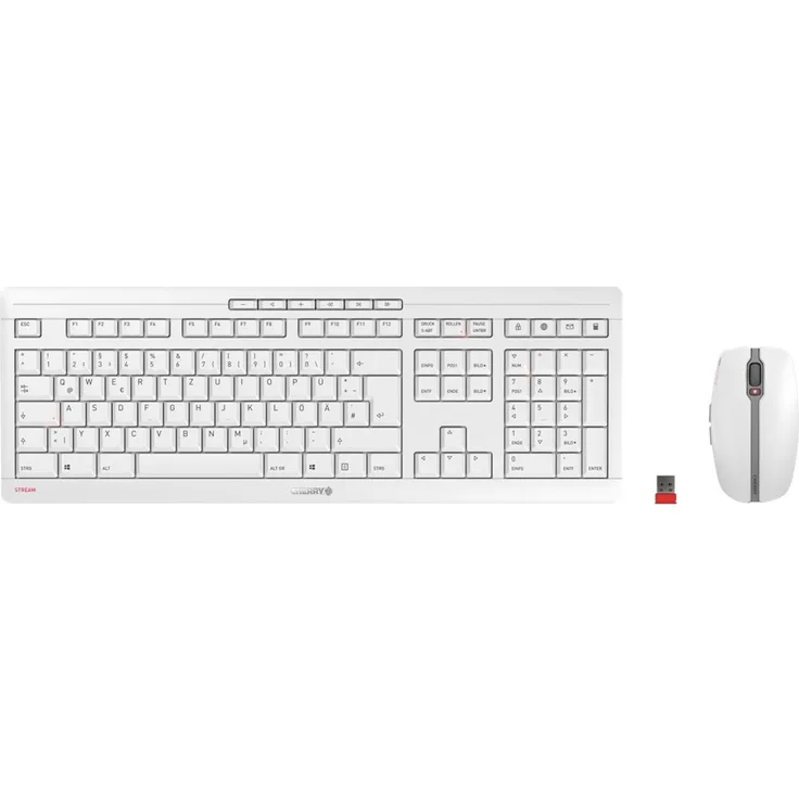 CHERRY STREAM DESKTOP - Tastatur-und-Maus-Set - kabellos - 2.4 GHz - Deutsch QWERTZ - CHERRY SX - Pale Gray (JD-8500DE-0)