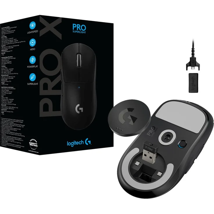 Logitech Gaming PRO X SUPERLIGHT Gaming-Maus, schwarz, HERO-Sensor – Bild 11