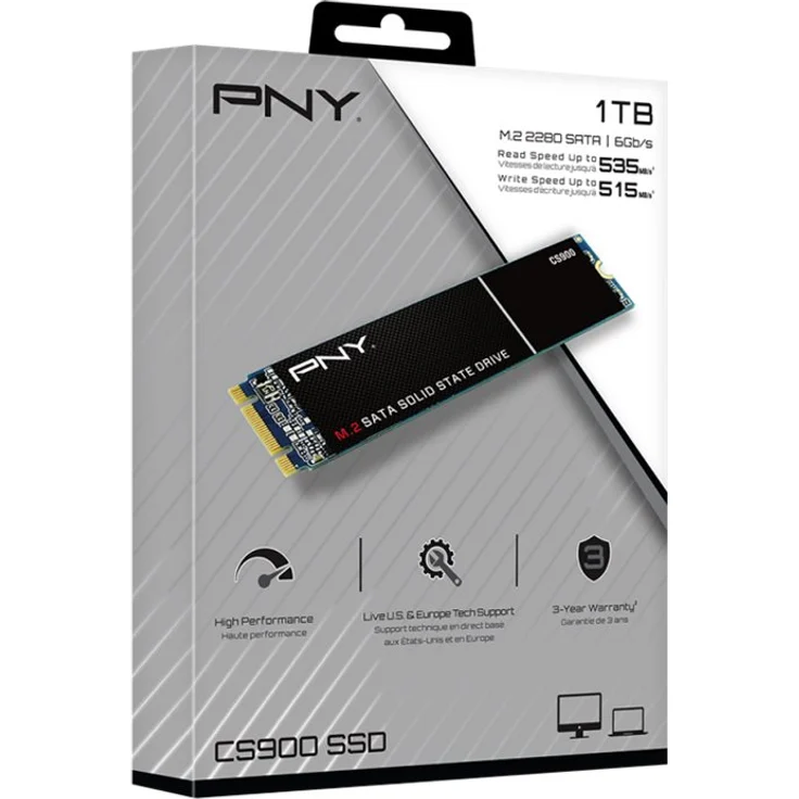 PNY CS900 - Solid-State-Disk - 1 TB - intern - M.2 2280 - SATA 6Gb/s (M280CS900-1TB-RB) – Bild 1