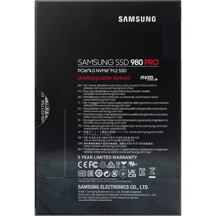 Samsung 980 PRO MZ-V8P2T0BW - Solid-State-Disk - verschlüsselt - 2 TB - intern - M.2 2280 - PCI Express 4.0 x4 (NVMe) - Puffer: 2 GB - 256-Bit-AES - TCG Opal Encryption (MZ-V8P2T0BW) – Bild 6