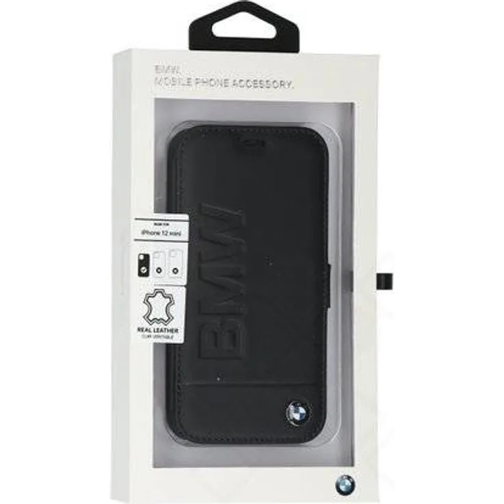 BMW Logo Imprint Leder Hard Cover Case für Apple iPhone 12 mini (5.4) - Schwarz
