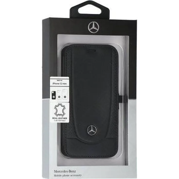 Mercedes Benz Urban Line Book Case Wallet Hülle für Apple iPhone 12 mini (5.4) - Schwarz