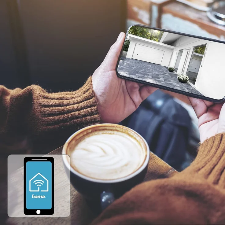 Hama 00176576 Überwachungskamera WLAN, WLAN Kamera für außen, Outdoor-Kamera mit Sprach- und App-Steuerung, wetterfeste Außenkamera mit Bewegungsmelder, Nachtsicht, 2-Wege-Audio, Aufzeichnung, 1080p, weiß – Bild 4