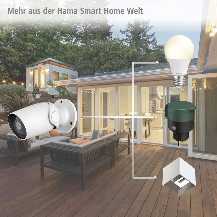Hama 00176576 Überwachungskamera WLAN, WLAN Kamera für außen, Outdoor-Kamera mit Sprach- und App-Steuerung, wetterfeste Außenkamera mit Bewegungsmelder, Nachtsicht, 2-Wege-Audio, Aufzeichnung, 1080p, weiß – Bild 8