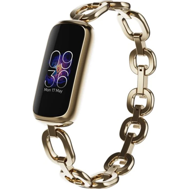 Fitbit Luxe Fitness-Tracker GPS, Damen, Einheitsgröße, Edelstahlgehäuse, Edelstahlarmband, Soft Gold/Peony – Bild 5