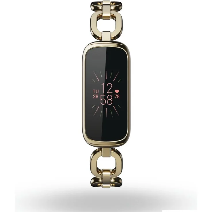 Fitbit Luxe Fitness-Tracker GPS, Damen, Einheitsgröße, Edelstahlgehäuse, Edelstahlarmband, Soft Gold/Peony – Bild 6