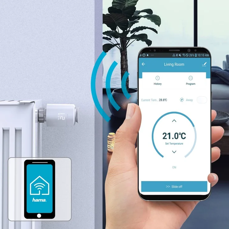 Hama 00176592 Smartes Heizkörperthermostat, erweiterbare Heizungssteuerung WLAN, Smart Home Heizungsregler für alle Ventile, programmierbarer Heizungsthermostat, individuell heizen per App und Energie sparen, weiß – Bild 4