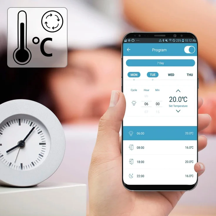 Hama 00176592 Smartes Heizkörperthermostat, erweiterbare Heizungssteuerung WLAN, Smart Home Heizungsregler für alle Ventile, programmierbarer Heizungsthermostat, individuell heizen per App und Energie sparen, weiß – Bild 3