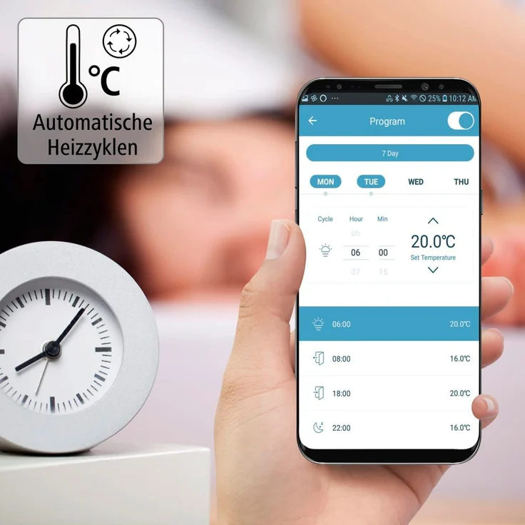 Hama 00176593 Smartes Heizkörperthermostat, Starter-Set 2 St. mit Hub, Heizungssteuerung WLAN, Smart Home Heizungsregler für alle Ventile, programmierbarer Heizungsthermostat, heizen per App und Energie sparen – Bild 5