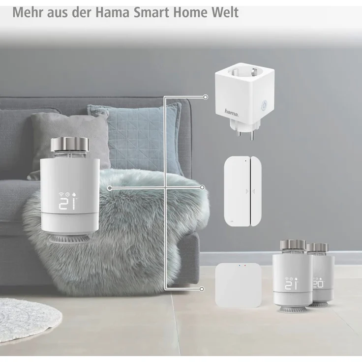 Hama 00176592 Smartes Heizkörperthermostat, erweiterbare Heizungssteuerung WLAN, Smart Home Heizungsregler für alle Ventile, programmierbarer Heizungsthermostat, individuell heizen per App und Energie sparen, weiß – Bild 7