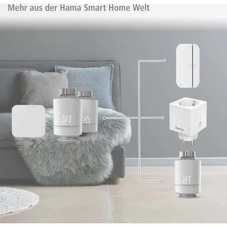 Hama 00176593 Smartes Heizkörperthermostat, Starter-Set 2 St. mit Hub, Heizungssteuerung WLAN, Smart Home Heizungsregler für alle Ventile, programmierbarer Heizungsthermostat, heizen per App und Energie sparen – Bild 9