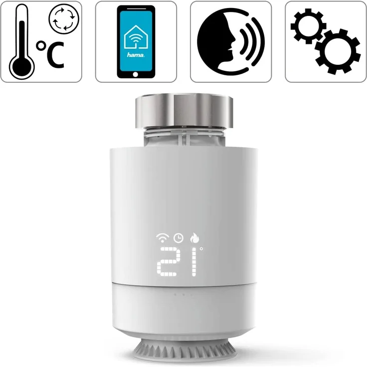 Hama 00176592 Smartes Heizkörperthermostat, erweiterbare Heizungssteuerung WLAN, Smart Home Heizungsregler für alle Ventile, programmierbarer Heizungsthermostat, individuell heizen per App und Energie sparen, weiß – Bild 2