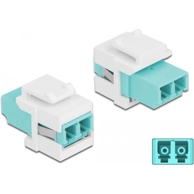 Delock Keystone Modul LC Duplex Buchse zu LC Duplex Buchse aqua - weiß