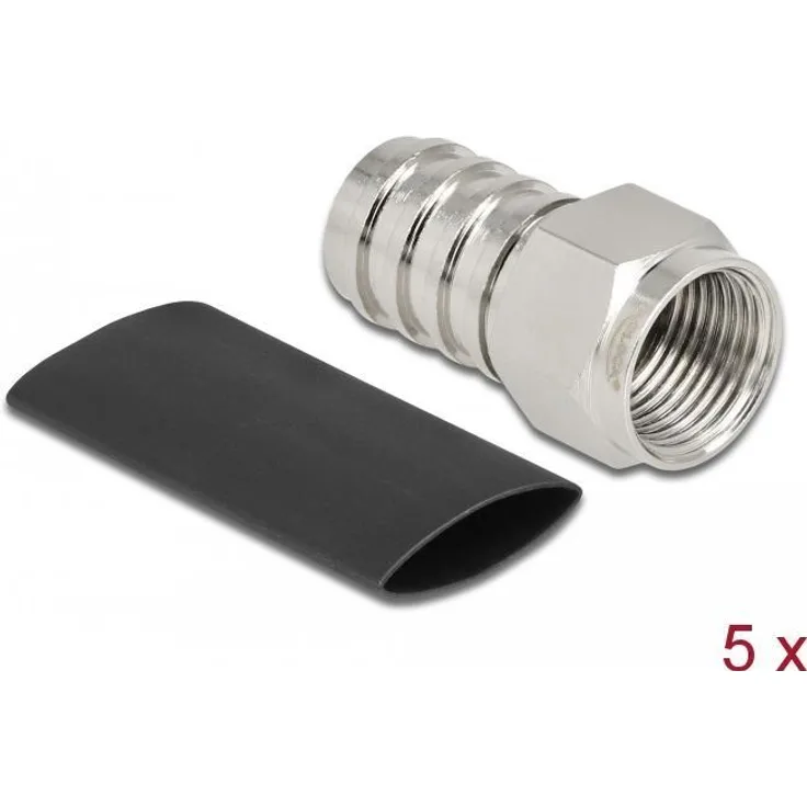Delock F Stecker zum Crimpen RG59 mit passendem Schrumpfschlauch (90032)
