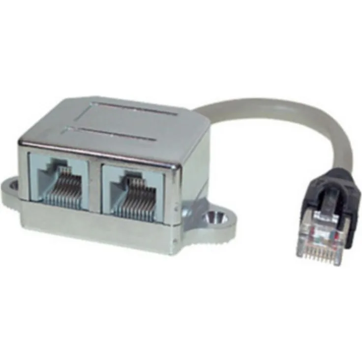 S-CONN maximum connectivity Adapter Telefon Patch-cat. 5e Patchkabeladapter, RJ 45 Stecker auf 2 x RJ 45 Buchse, geschirmt, Belegung: Telefon - Ethernet, 0,1 m (75002-2)