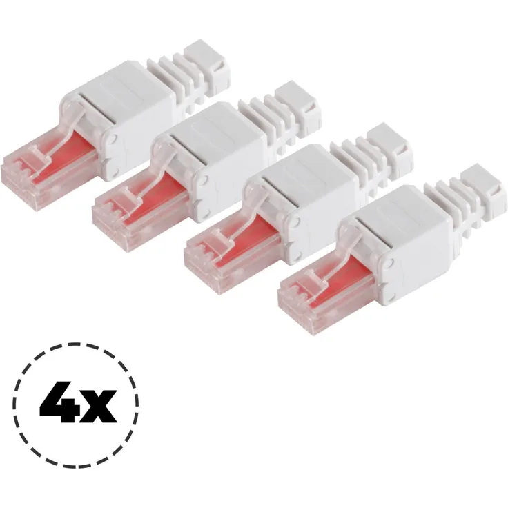 S-CONN maximum connectivity SET - Netzwerkstecker, cat. 6 Tool-less RJ45 Stecker mit Knickschutz ungeschirmt - 4 Stück (75011-4)