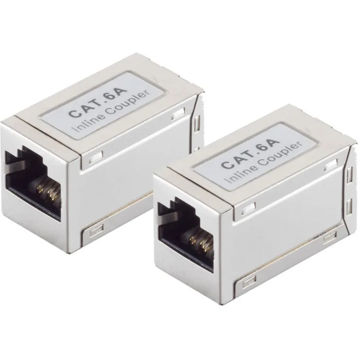 S-CONN maximum connectivity Adapter Modular Patch Verbinder-cat. 6A Kabelverbinder Doppelbuchse RJ45 STP, kleine Bauform VE 2 Stück (08-01045-2)