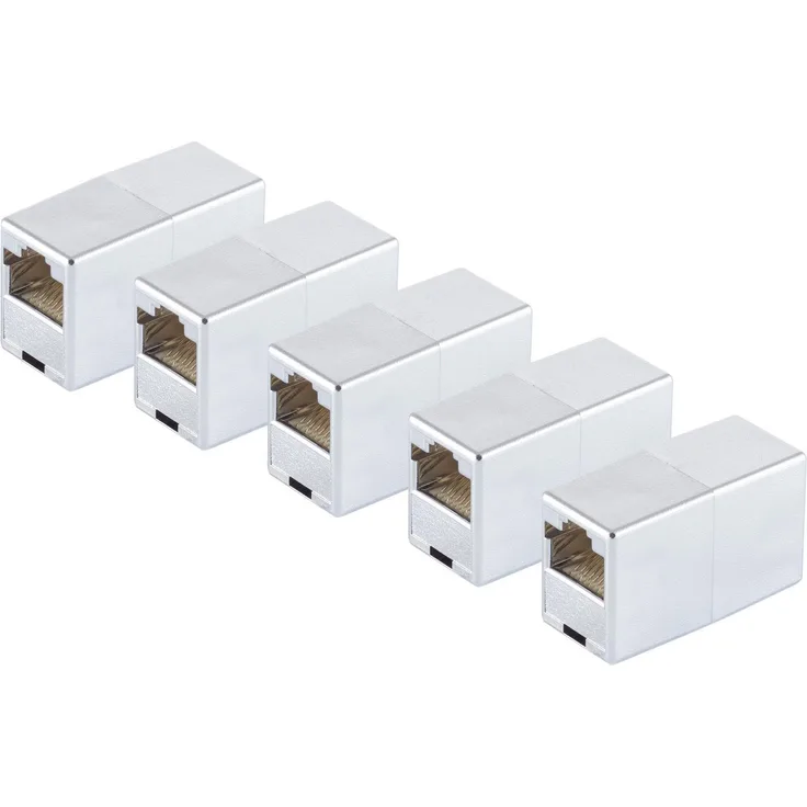 S-CONN maximum connectivity Adapter Modular Patch Verbinder-cat. 5 Kabelverbinder RJ45 -metallisiert-geschirmt SET 5 Stück (71220-8M-SET5)