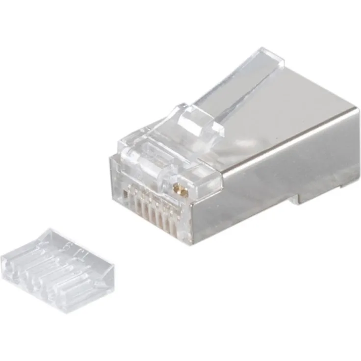 S-CONN maximum connectivity Modularstecker-Netzwerk Modular Stecker 8polig, 8 Kontakte belegt, geschirmt, vergoldete Kontakte, 50µ, mit Einführhilfe, cat. 6a (72061-R)