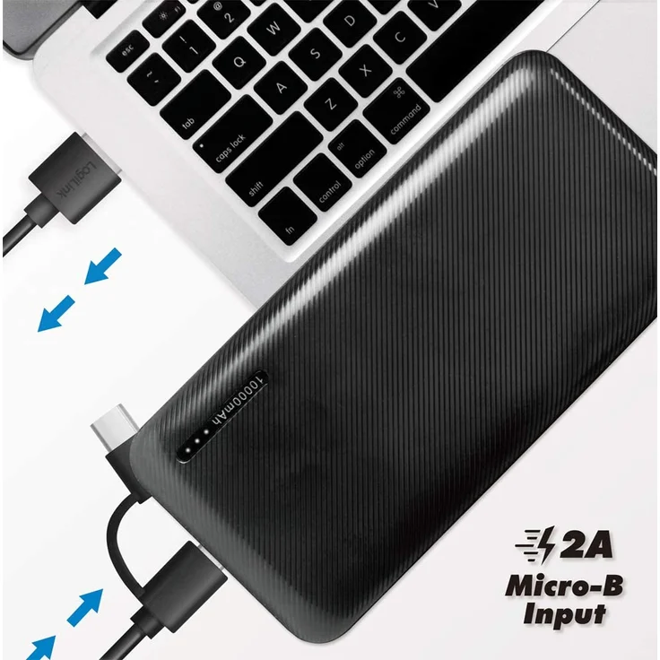 LogiLink PA0257 mobile Powerbank 10000 mAh, Lithium-Polymer, inkl. 2-in-1 Kabel, schwarz – Bild 10