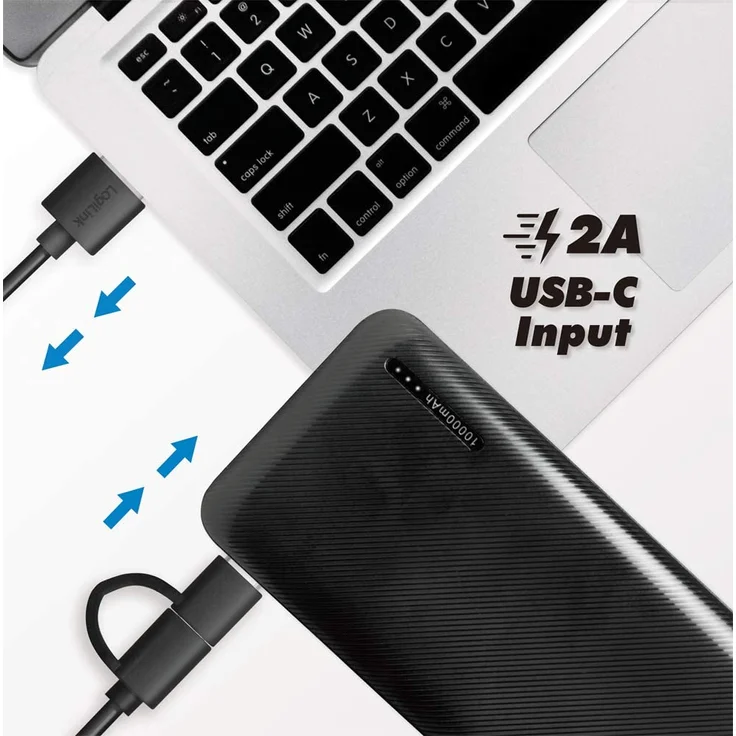 LogiLink PA0257 mobile Powerbank 10000 mAh, Lithium-Polymer, inkl. 2-in-1 Kabel, schwarz – Bild 9