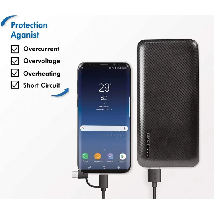 LogiLink PA0257 mobile Powerbank 10000 mAh, Lithium-Polymer, inkl. 2-in-1 Kabel, schwarz – Bild 13