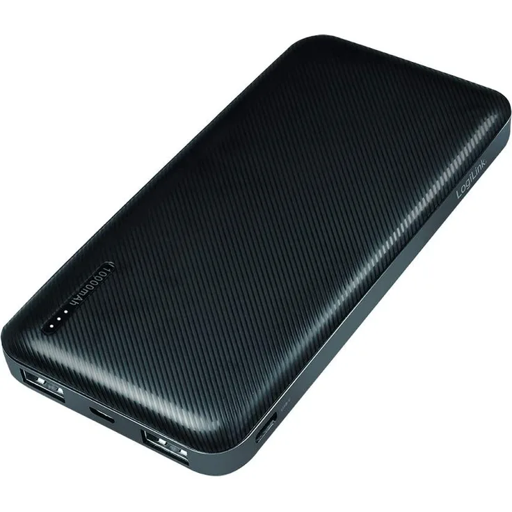 LogiLink PA0257 mobile Powerbank 10000 mAh, Lithium-Polymer, inkl. 2-in-1 Kabel, schwarz