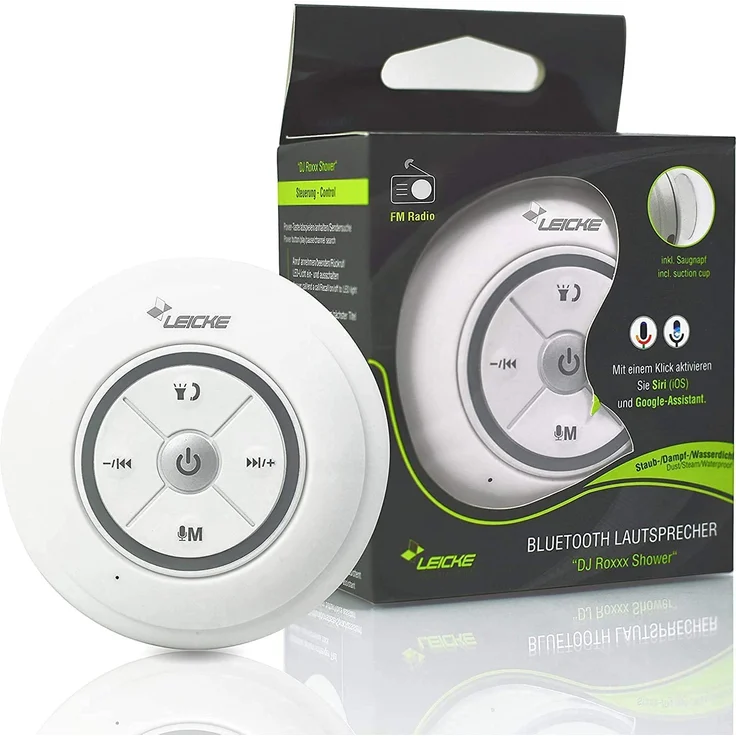 Leicke DJ Roxxx Shower Bluetooth-Lautsprecher, weiß (EP18141) – Bild 3