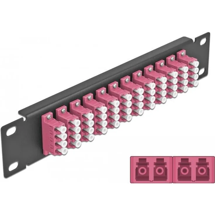 Delock 10 LWL Patchpanel 12 Port LC Quad violett 1 HE schwarz (66780)
