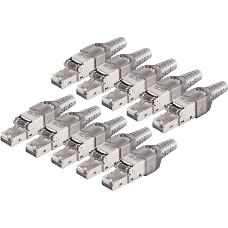 shiverpeaks 10x shiverpeaks-BASIC-S-cat. 6A Tool-less RJ45 Stecker mit Knickschutz geschirmt (BS08-51001-10)