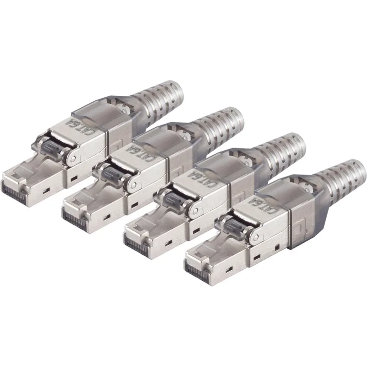 shiverpeaks 4x shiverpeaks-BASIC-S-cat. 6A Tool-less RJ45 Stecker mit Knickschutz geschirmt (BS08-51001-4)
