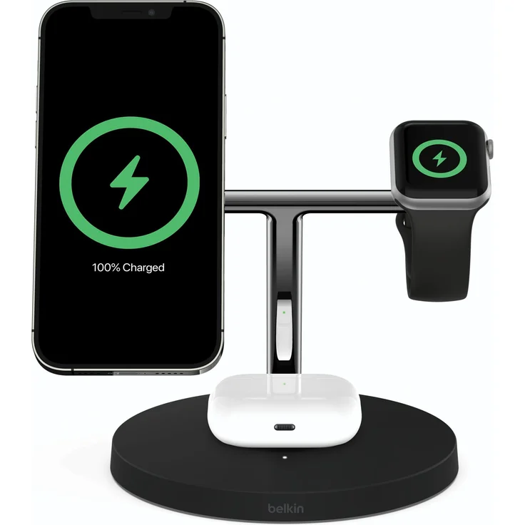 Belkin BoostCharge PRO drahtloses 3-in-1-Ladegerät mit MagSafe für iPhone 14, 13, 12 + Apple Watch + AirPods (lädt iPhone 14-Modelle magnetisch mit bis zu 15 W auf), schwarz (WIZ009vfBK) – Bild 12