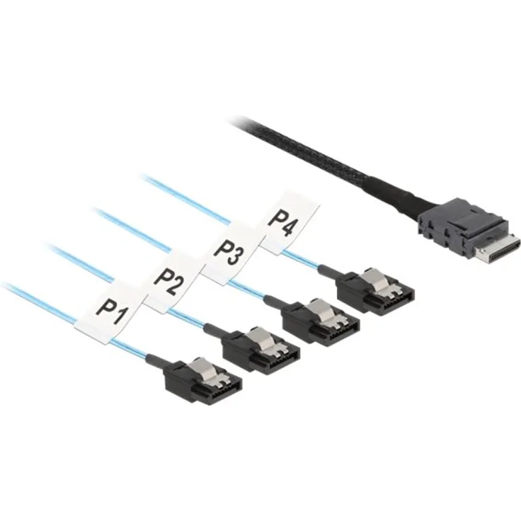 Delock Kabel OCuLink SFF-8611 > 4 x SATA 7 Pin 1 m Metall (85829)